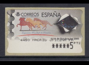 Spanien ATM ESPANA 2000 in Madrid, Druck 6-stellig schmal, Mi.-Nr. 36.5
