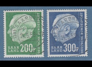 Saarland 1957 Heuss 200 und 300 F Mi-Nr. 427-28 O SAARBRÜCKEN gepr. Geigle BPP