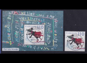 Bund Block + Einzelmarke 1999 Für uns Kinder Mi.-Nr. 2072 schön O DÜSSELDORF