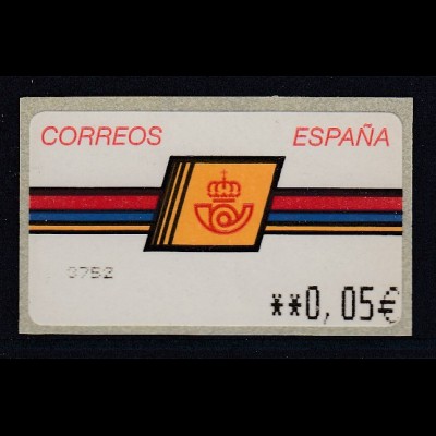 Spanien ATM Postemblem, Wert in € 5-stellig schmal Mi.-Nr. 4F 2.3