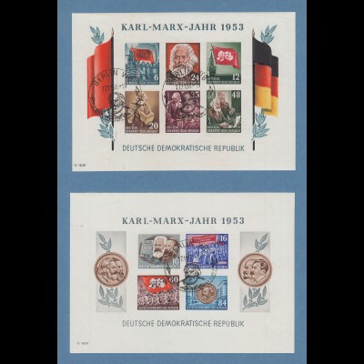 DDR 1953 Karl Marx-Blocks ungezähnt Mi.-Nr. Block 8B und 9B mit Sonder-O BERLIN