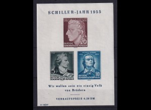 DDR 1955 Schiller-Jahr Mi.-Nr Block 12 XII postfrisch **