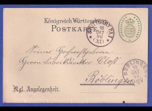 Württtemberg Königliches Hofjagdamt - Postkarte Einladung zur Treibjagd 1896