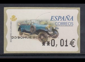 Spanien ATM Oldtimer Rolls Royce Silver, Wert in € 5-stellig breit, Mi.-Nr. 73.4