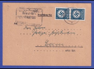 Dt. Reich 1937 Dienstmarke Mi.-Nr. 133 senkr. Paar auf Postkarte O MÜNSTER