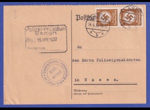 Dt. Reich 1937 Dienstmarke Mi.-Nr. 132 senkr. Paar auf Postkarte O LABES