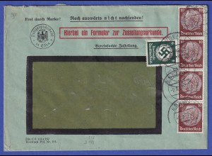Dt. Reich 1937 Dienstmarke Mi.-Nr.135; Mi.-Nr. 518 m. POL-Lochung a.Fensterbrief