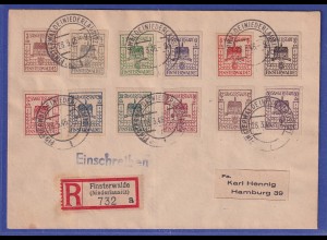 Lokalausgaben Finsterwalde 1946 Mi-Nr. 1-12 auf R-Brief 