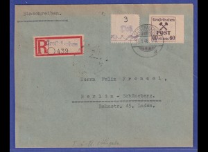 Lokalausgaben Großräschen 1946 Mi-Nr. 1 und 42 gestempelt auf R-Brief