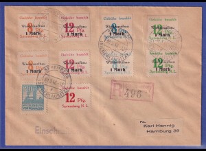 Lokalausgaben Spremberg 1946 Sammler-R-Brief mit 9 Marken Type A in MiF