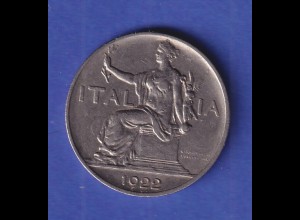 Italien Kursmünze 1 Lira Allegorie der Republik 1922