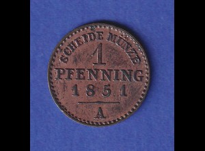 Preußen Kursmünze 1 Pfennig 1851 A