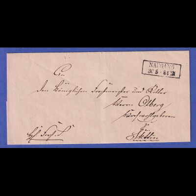 Preußen Dienstbrief mit Rechteckstempel NAUGARD, 1850er Jahre
