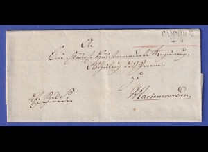Preußen Vorphila-Dienstbrief mit Zweizeiler CAMMIN, nach 1825