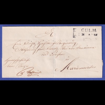Preußen Dienstbrief mit Rechteckstempel CULM, nach 1849