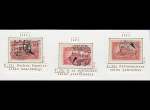 Dt. Reich 1920 Mi.-Nr. A113 Lot 3 Plattenfehler II , III , IV O gpr. INFLA