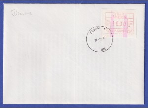 Belgien FRAMA-ATM P3009 ENDSTREIFEN-ATM Ende auf Blanco-Brief 