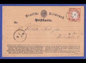 Deutsches Reich kl. Brustschild 1/2 Gr Mi.-Nr. 3 EF auf Postkarte aus BERLIN