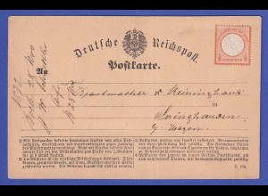 Deutsches Reich gr. Brustschild 1/2 Gr Mi.-Nr. 18 auf Postkarte ohne Poststempel