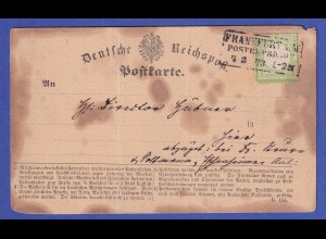Deutsches Reich gr. Brustschild 1 Kreuzer Mi.-Nr. 23 auf Postkarte aus FRANKFURT