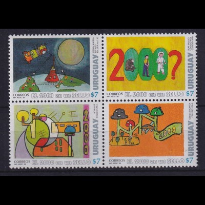 Uruguay 1999-2000 Jahrtausendwende Mi.-Nr. 2448-51 4er-Block ** 