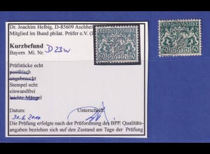 Bayern Dienstmarke Wappen 60 Pf seltene Variante Mi.-Nr. 23 w, O KB HELBIG BPP