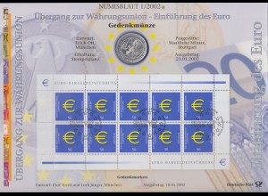 Bundesrepublik Numisblatt 1/2002 Euro-Einführung mit 10-Euro-Silbermünze
