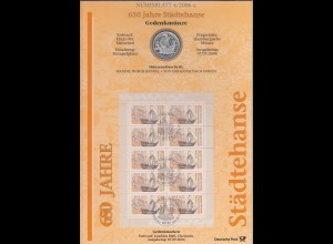 Bundesrepublik Numisblatt 4/2006 Städtehanse mit 10-Euro-Silbermünze 