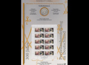 Bundesrepublik Numisblatt 3/2010 Porzellenherstellung mit 10-Euro-Silbermünze 