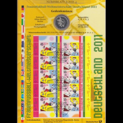 Bundesrepublik Numisblatt 3/2011 Frauen-Fussball-WM mit 10-Euro-Gedenkmünze 