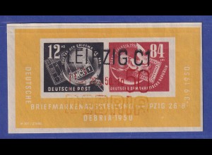 DDR 1950 Briefmarkenausstellung DEBRIA Mi.-Nr. Block 7 mit dreifarbigem So.-O