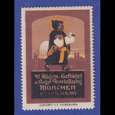 München 1913 Reklamemarke 41. Allgemeine Geflügel- und Vogel-Ausstellung 