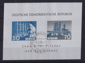 DDR 1963 Chemie-DEDERON-Block Mi.-Nr. Block 18 mit Tages-O FÜRSTENWALDE 12.3.63