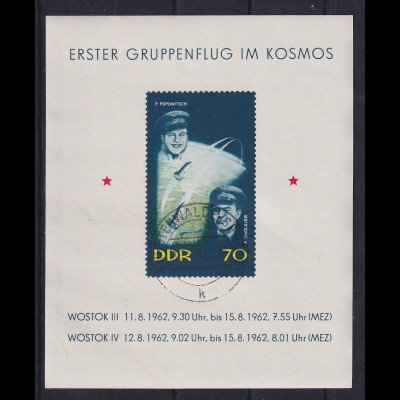 DDR 1962 Weltraum-Block Mi-Nr. Block 17 mit Tages-O FÜRSTENWALDE (SPREE)