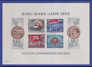 DDR 1953 Karl Marx-Block Mi.-Nr. Block 9B YI mit Tages-O HALLE (SAALE) 7 