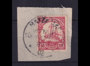 Deutsch-Südwestafrika 1902 Stempel HATZAMAS auf Mi.-Nr. 13 auf Briefstück