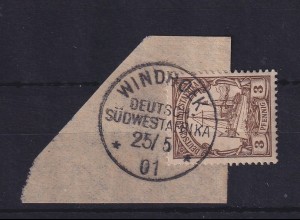 Deutsch-Südwestafrika 1901 Stempel WINDHOEK auf Mi.-Nr. 11 auf Briefstück