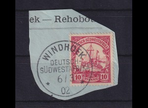 Deutsch-Südwestafrika 1902 Stempel WINDHOEK auf Mi.-Nr. 13, schönes Briefstück