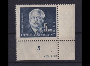DDR 1950 Wilhelm Pieck Mi.-Nr. 255 Eckrandstück UR mit Druckereivermerk **