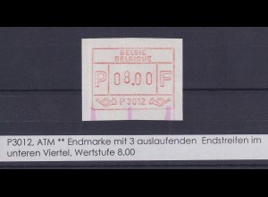Belgien FRAMA-ATM P3012 mit ENDSTREIFEN-ENDE ** Wert 8,00 BFr. (hohe 8)