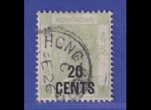 Hongkong 1891 Queen Victoria Aufdruck 20 C Mi.-Nr. 48 I gestempelt
