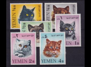Jemen Königreich 1965 Katzen Mi.-Nr. 173-178 postfrisch ** 