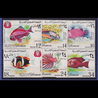 Jemen Königreich 1967 Fische Mi.-Nr. 397-402 A postfrisch ** 