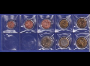 Monaco Euro-Kursmünzensatz - 2001 - 8 Münzen einzeln in Kapseln