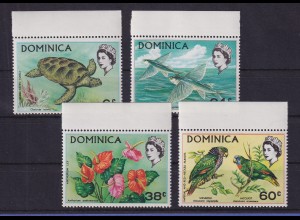 Dominika 1970 Einheimische Fauna und Flora Mi.-Nr. 296-299 Oberrandstücke **