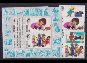 Grenada 1970 Kinder und Haustiere Mi.-Nr. 350-353, Block 4 und 5 postfrisch **