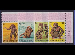 Guinea 1969 Schimpansen Mi.-Nr. 532-535 Eckrandstücke postfrisch **