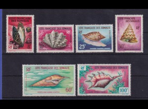 Französische Somaliküste 1962 Muscheln Meeresschnecken Mi.-Nr. 343-348 **