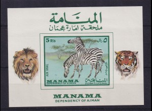 Manama 1969 Zebras Mi.-Nr. Block A34 postfrisch ** / MNH 