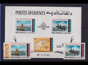 Afghanistan 1969 Tourismus-Werbung Mi.-Nr. 1048-1050 A, Block 67 postfrisch **